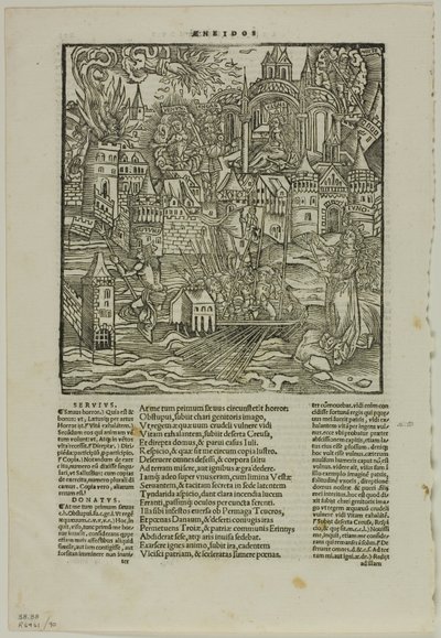 ヴァージリウスによるオペラからの葉 (ストラスブール ヴァージルの後、1502 年)、16 世紀の本の木版画からのプレート 90 作： Unknown artist