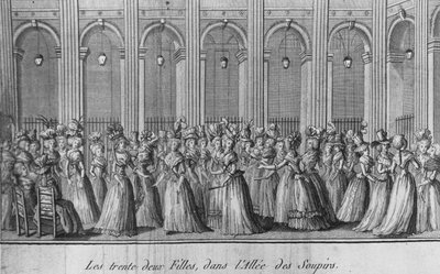 シピルスの通路にいる32人の少女たち-「Les filles du Palais Royal」第1巻のフロントピース、ed.Londonに掲載されています。 作： Unknown artist