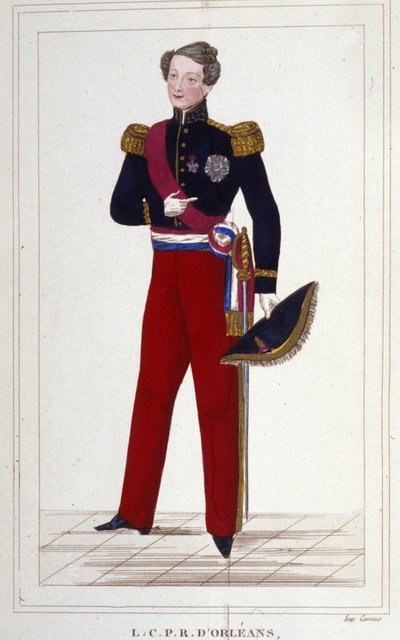 ルイ・シャルル・フィリップ・ドルレアン（ヌムール公）。フランス王子（1814年～1896年）、初代国王ルイ・フィリップ（ルイ＝フィリップ）の息子。1850年のエングレーヴィング 作： Unknown artist