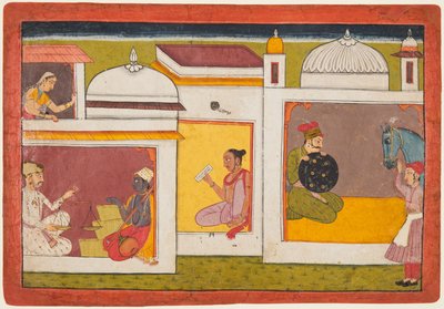 Madhava は、Madhavanala Kamakandala から、スケールを保持している男に直面しています 作： Unknown artist