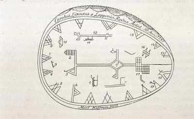ラップランドのシャーマンの魔法の太鼓、リンネの旅の本のイラスト 作： Unknown artist