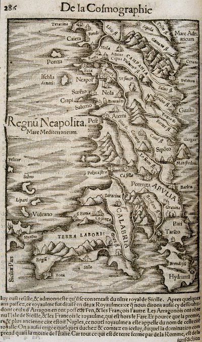 イタリアの地図 - "Universal Cosmography "にて 作： Unknown artist