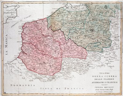 フランス軍とオーストリア軍のフランドル作戦の地図 作： Unknown artist