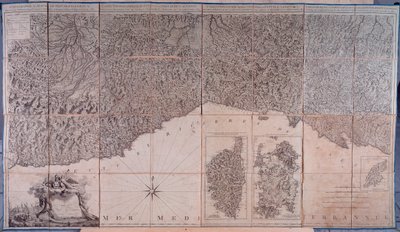 コルシカ島、サルデーニャ島を含むジェノバ共和国の領有地図 作： Unknown artist