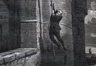 バスティーユから脱出する Masers De Latude - Escape de la Bastille by Jean Henry, dit Danry, dit Masers de Latude (1725-1805) - Dictionnaire populaire illustrious - 1864年のエングレーヴィング（Joseph DecembreとEdmond Allonierによる）。 作： Unknown artist