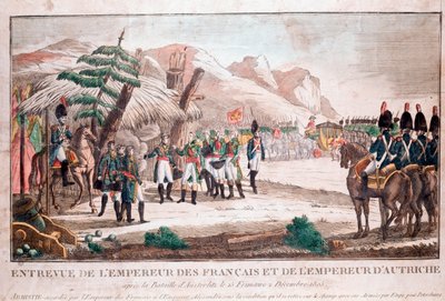 アウステルリッツの戦いの後の両皇帝の会見、1805年12月4日（ナポレオン・ボナパルトと神聖ローマ皇帝フランツ2世）（エングレーヴィング 作： Unknown artist