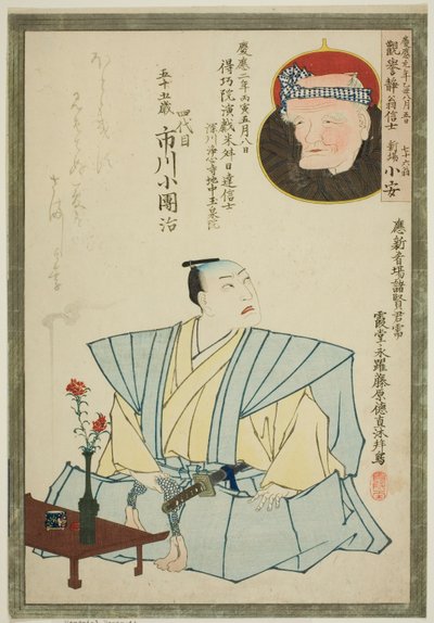 俳優・四代目市川小団次と詩人・子安心波の追悼肖像 作： Unknown artist