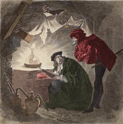 Mephistopheles (Mephisto) a Faust Illustration de "Faust" by Johann Wolfgang von Goethe (1749-1832) (Illustration for "faust" by Goethe) Engraving 作： Unknown artist