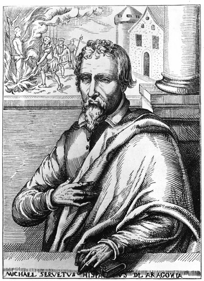 Michel Servet (Michel de Villanueva) (1511-1553)、スペインの医師、神学者。エングレービング 作： Unknown artist