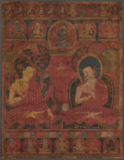 ナーガルジュナ (c. AD 150–250) と仏教の師匠 作： Unknown artist