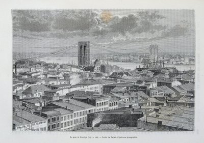 建設中のニューヨークとブルックリン橋 - 『世界旅行』第2学期所収1881 作： Unknown artist