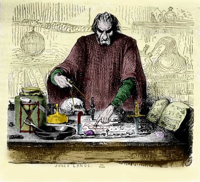 ニコラ・フラメル（1330-1418）の研究室にて。 作： Unknown artist