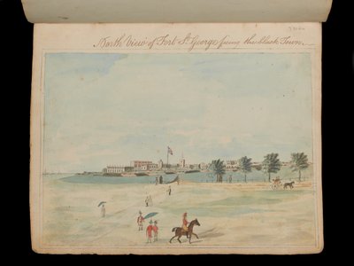ブラック・タウンに面したフォート・セント・ジョージの北側の眺め（1800年頃）（水彩画 作： Unknown artist