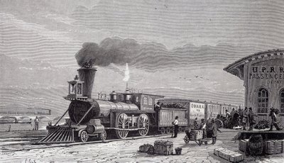 太平洋鉄道の起点、オマハ駅 - "Tour du monde "にて 作： Unknown artist