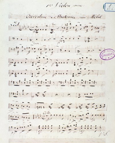 メフルのオペラ「ストラトニス」（1792年）のオープニングページ 作： Unknown artist