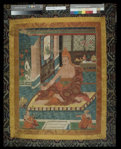 サキャ・パンディタ（1132～1251）の肖像画の描かれた旗（タンカ） 作： Unknown artist