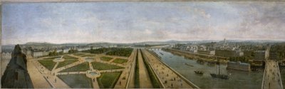 チュイルリー宮殿のパヴィヨン・ド・フローレ屋上からのパリのパノラマ、1833年頃（油彩・カンヴァス） 作： Unknown artist