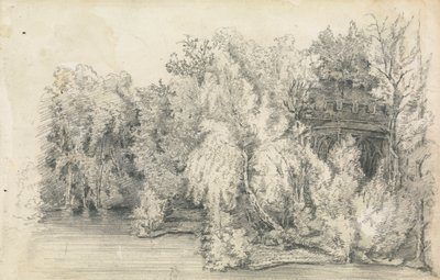 森に囲まれた建物の一部 作： Unknown artist