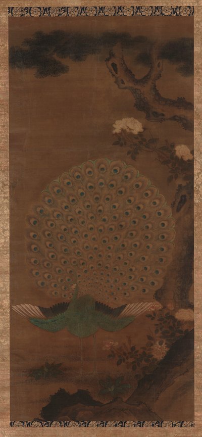 孔雀、牡丹、松 作： Unknown artist