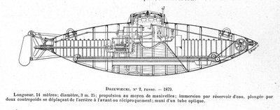 発明家・技術者のステファン・K・ドジェヴィエツキ（1844～1938）が設計した潜水艦（サブマリン）「ドジェヴィエツキ2」を表すプレート 作： Unknown artist