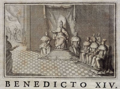 ローマ、トーマス・マリー・ママチ著『説教師の年代記』に登場する教皇ベネディクト14世（1740～1758年）。 作： Unknown artist