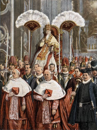 ローマのサン・ピエトロ大聖堂での教皇レオン13世（レオネ13世）（ジョアッキーノ・ペッチ 1810-1903）。 作： Unknown artist