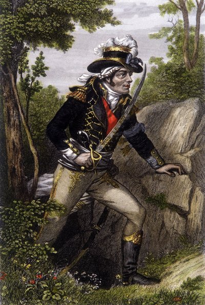 シュアンの指導者フランソワ・アタナセ(Francois-Athanase) de Charette de la Contrie(1763-1796)の全身像。 作： Unknown artist