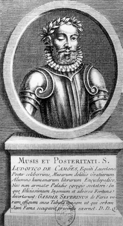 ルイス・デ・カモエンス(1524-1580)のメダイヨンの肖像 - エングレービング 作： Unknown artist