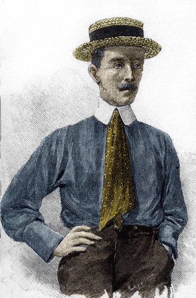 ブラジルの航空アーティスト、アルベルト・サントス・デュモン（1873-1932）の肖像。 作： Unknown artist