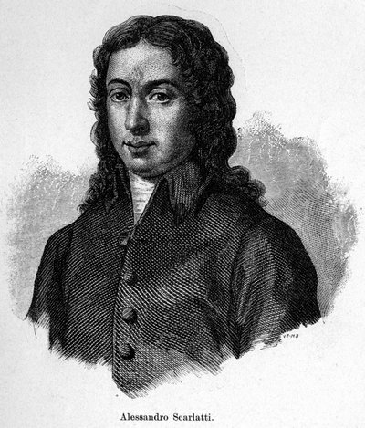 イタリアの作曲家、アレッサンドロ・スカルラッティ（1660 - 1725）の肖像。 作： Unknown artist
