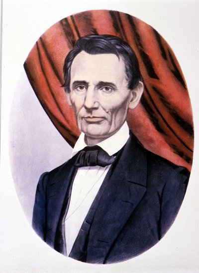 アメリカ大統領エイブラハム・リンカーン（1809年～1865年）の肖像。 作： Unknown artist