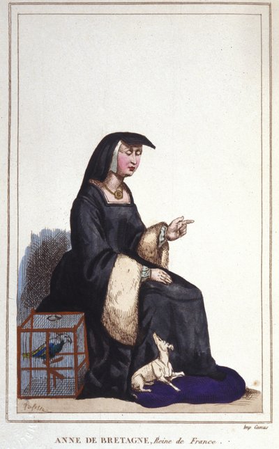 アンヌ・ドゥ・ブルターニュ（1476-1514）、シャルル8世とルイ12世の妻、フランス女王の肖像。1830年に彫られたもの 作： Unknown artist