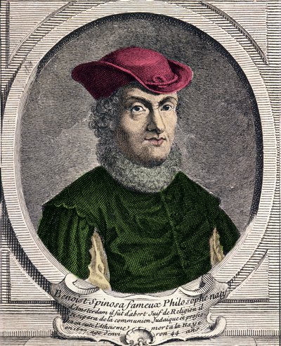 オランダの哲学者、バルーク・スピノザ（1632-1677）の肖像。Bento de EspinosaまたはBenedictus de SpinozaまたはBenoit de Spinozaとも呼ばれる。18世紀のエングレーヴィング 作： Unknown artist
