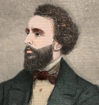 アメリカの詩人、ベイヤード・テイラー（1825-1878）の肖像。1858年1月23日の「The illustrated London News」に掲載されたエングレーヴィング。 作： Unknown artist