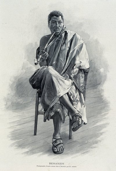 ダホメー（現在のベナン）の王、ベハンジン（1844～1900年）の肖像。 作： Unknown artist