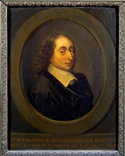 Blaise Pascal (1623-1662) フランスの物理学者、数学者、作家の肖像。匿名の絵画。ポート・ロイヤル、グランジュ美術館 作： Unknown artist