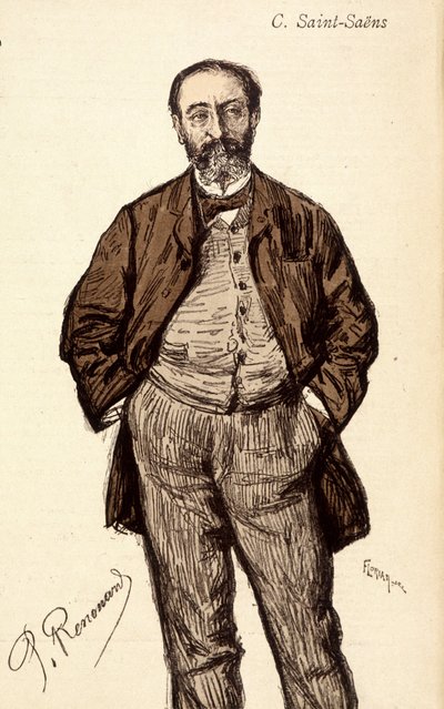 フランスの作曲家、カミーユ・サン・サーンス（サン＝サーンス）（1835-1921）の肖像。 作： Unknown artist