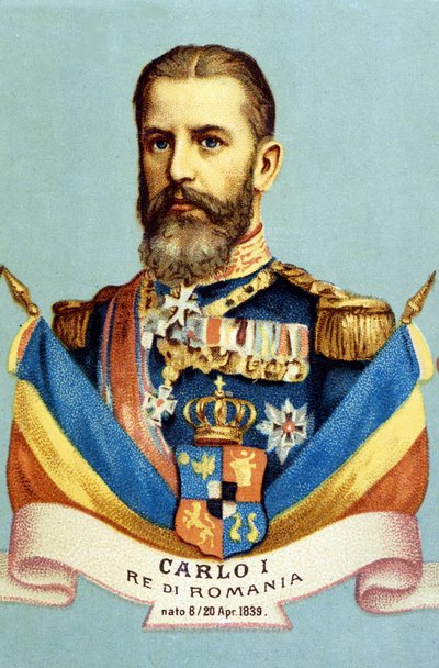 ルーマニア王、シャルル1世（キャロル1世）（1839-1914）の肖像。19世紀のクロモリトグラフ 作： Unknown artist