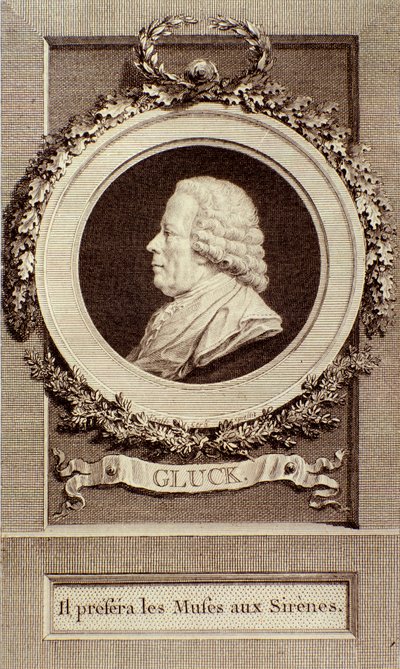 ドイツの作曲家クリストフ・グルック（1714-1787）の肖像 エングレーヴィング。18世紀ボローニャ、市民音楽博物館 作： Unknown artist