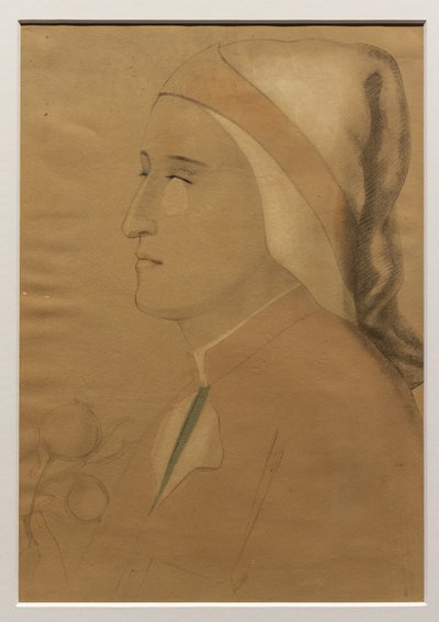 バルジェッロ礼拝堂のフレスコ画を描いたダンテの肖像、1840年以降（紙に鉛筆、水彩、白チョーク） 作： Unknown artist