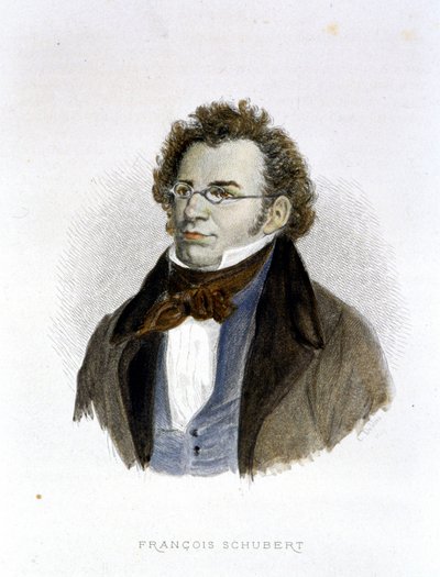フランツ・シューベルト(1797-1828)の肖像 - エングレービング 作： Unknown artist