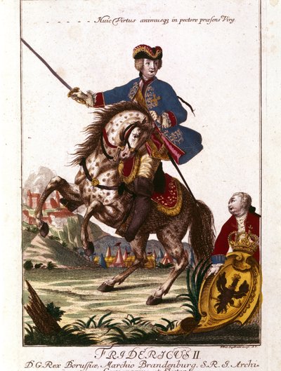 大王フレデリックとして知られるプロイセンのフレデリック2世（1712-1786）の肖像。18世紀のエングレーヴィング。. 作： Unknown artist