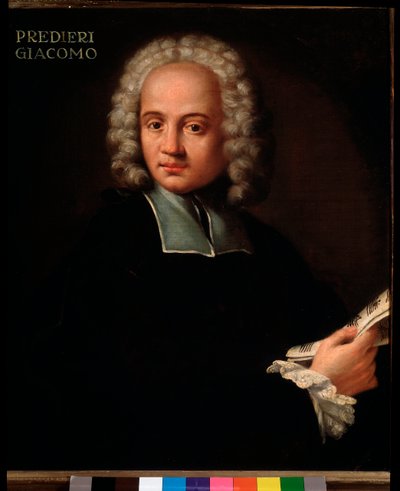 Giacomo Predieri (1655-1743/53) イタリアのオルガン奏者、コルネット奏者の肖像 無名の絵画。1700年頃ボローニャ、市民博物館 Museo 作： Unknown artist