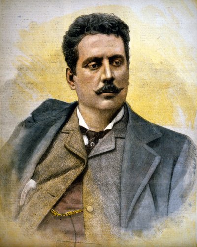 イタリアの作曲家、ジャコモ・プッチーニ（1858-1924）の肖像。 作： Unknown artist