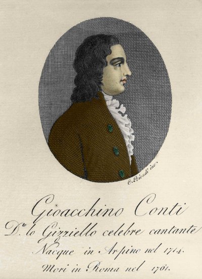 イタリア人のジョアッキーノ・コンティ（ギジエッロ）（1714-1761）（カストラット）の肖像。 作： Unknown artist