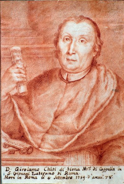 ジロラモ・チチ・ディ・シエナ（1679-1759）の肖像 イタリアのカペルマイスター（礼拝堂の主人） エングレービング18世紀ボローニャ、シビコ美術館 作： Unknown artist