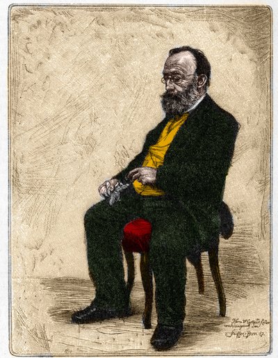 ドイツ語圏のスイス人作家・詩人、ゴットフリート・ケラー（1819-1890）の肖像。 作： Unknown artist
