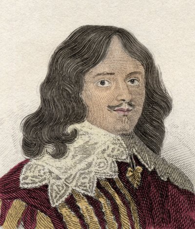 政治家、軍人、英文学者である第2子爵フォークランドのルシウス・カリー（1610-1643年頃）の肖像。19世紀のエングレーヴィング。 作： Unknown artist
