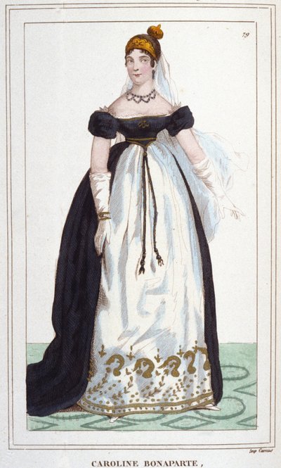ナポリ王妃ミュラ姫ことマリー＝アンノンシアード（カロリーヌ・ボナパルト、1782-1839）の肖像。1830年のエングレーヴィング 作： Unknown artist