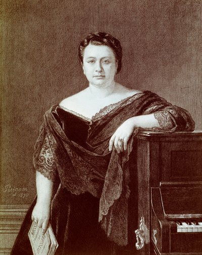 イタリアのコントラルト歌手、マリエッタ・アルボーニ（1826-1894）の肖像。19世紀のエングレーヴィング 個人蔵 作： Unknown artist